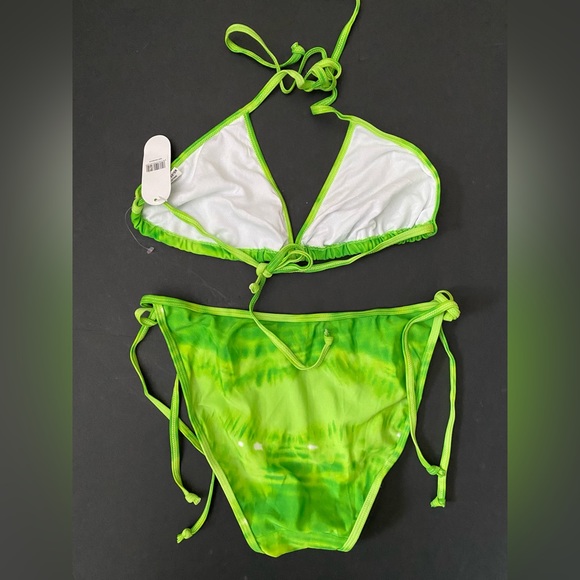 Hoopa Lime Green Tie-Dye Triangle Bikini Size XL - Picture 8 of 15